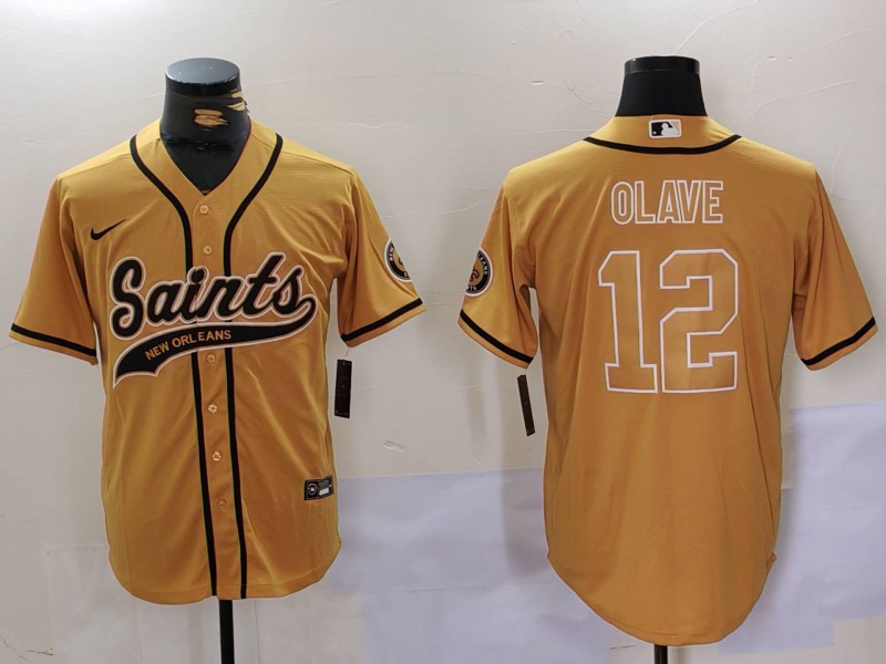 Men's New Orleans Saints Chris Olave #12 Yellow Jersey